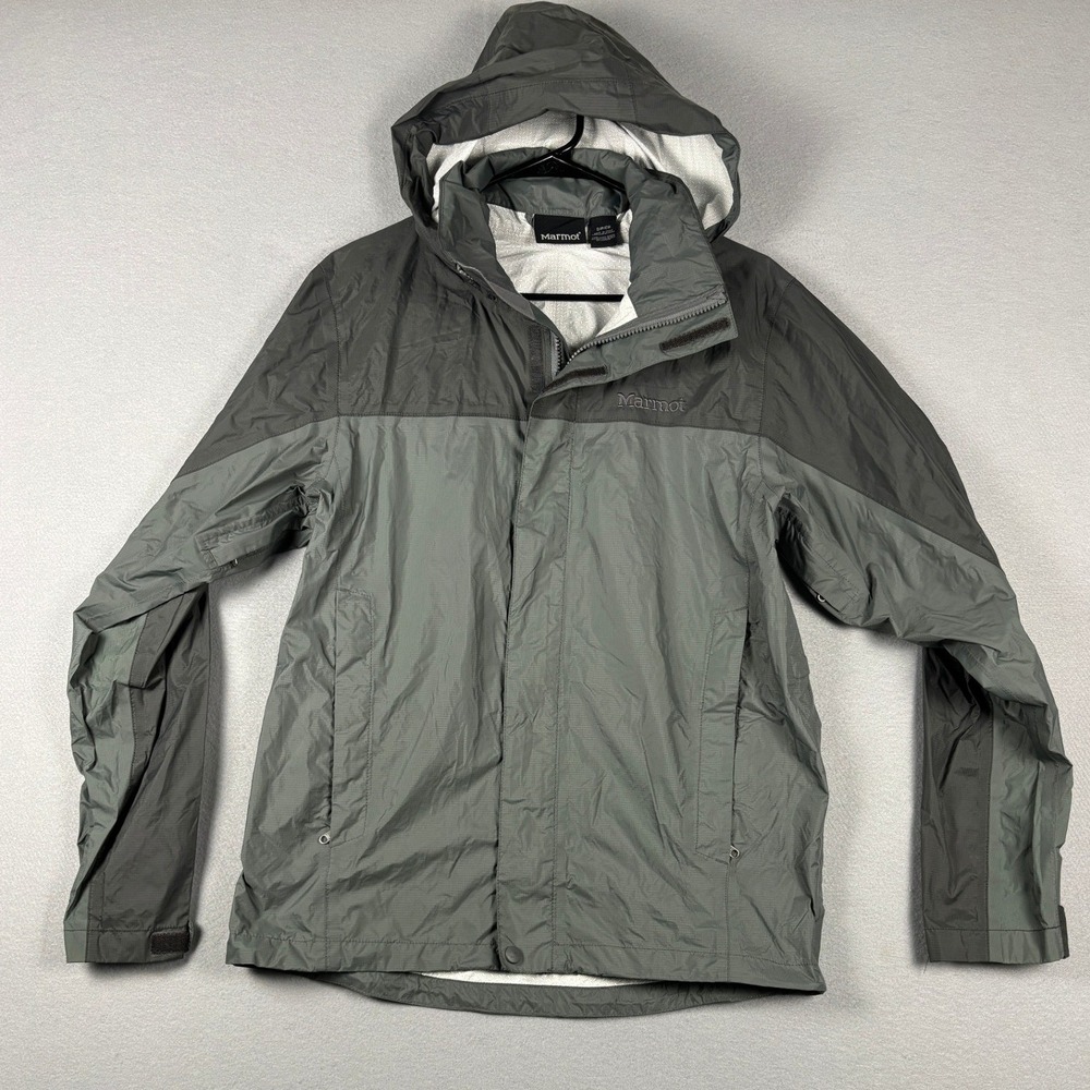 Marmot PreCip Rain Jacket Waterproof Hooded Shell Size Small Grey F4120